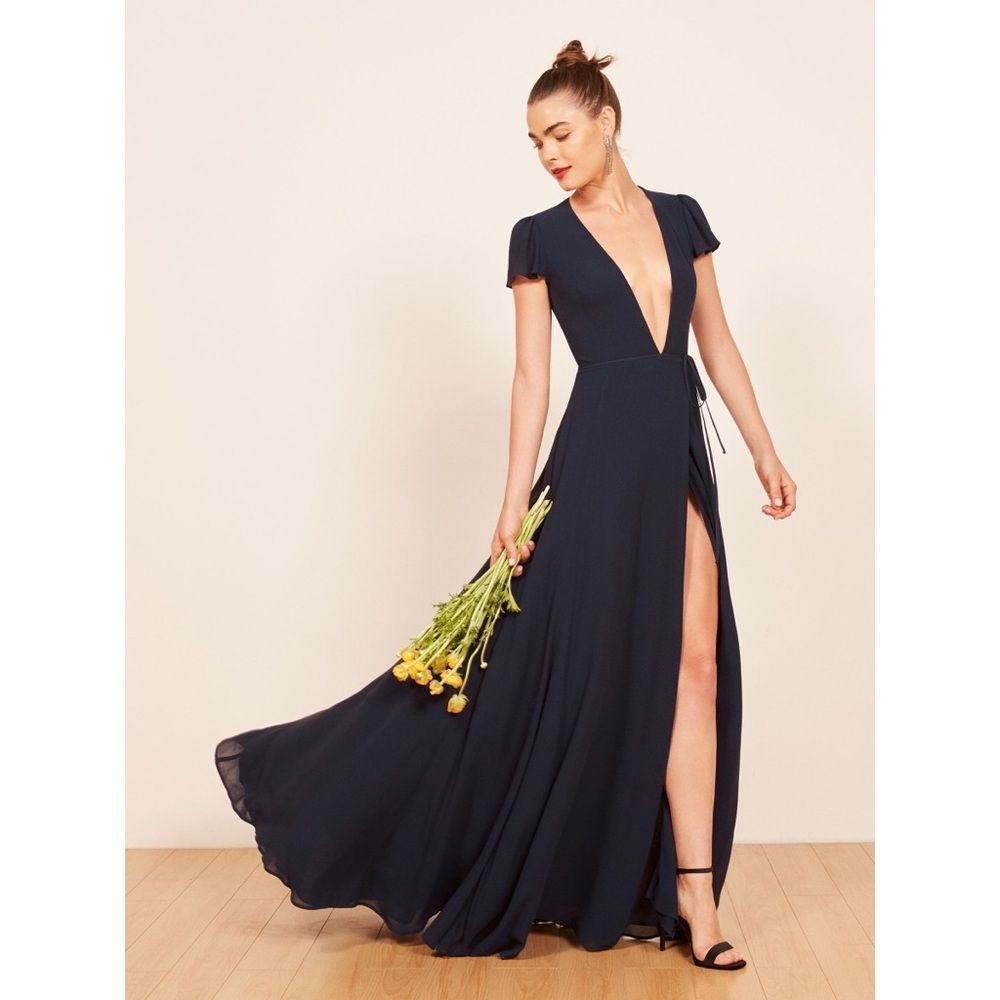 Reformation Rosey Dress Navy